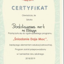Certyfikat "Śniadanie daje moc"